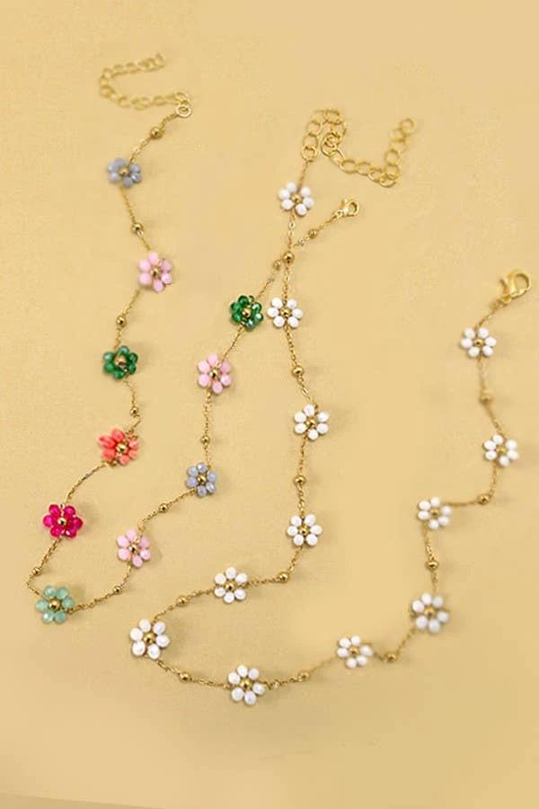 JOSSLYN by wall to wall - Multi Colored Beaded Flower Necklace by JOSSLYN by wall to wall