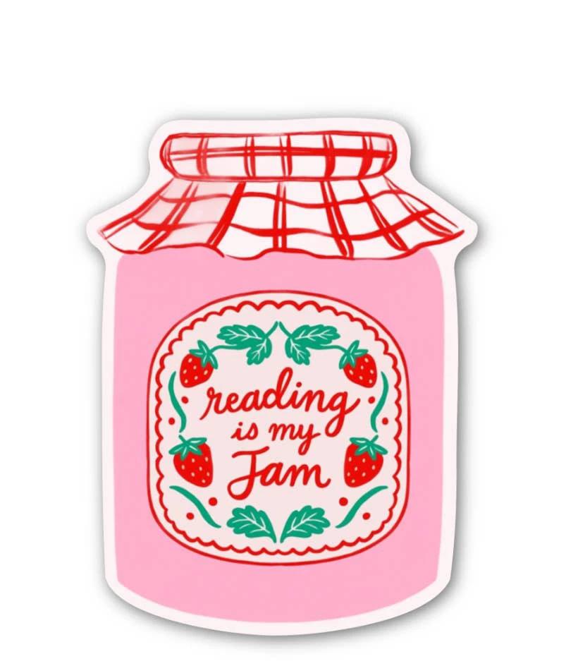 inviting affairs paperie - Reading Is My Jam Sticker – Cute Strawberry Jam Jar by inviting affairs paperie
