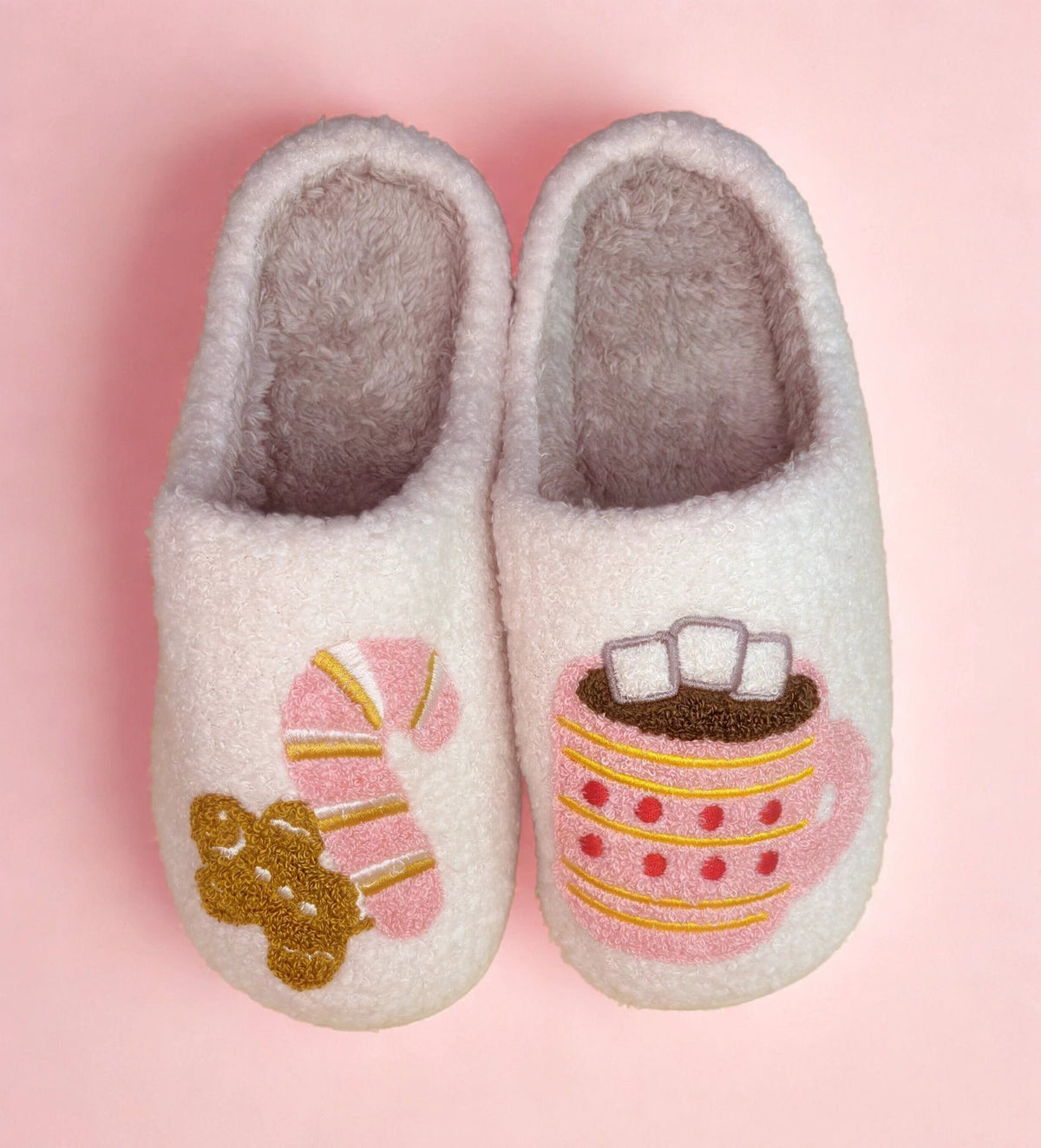 Gingerbread Man & Hot Chocolate Fuzzy Slippers by Frem