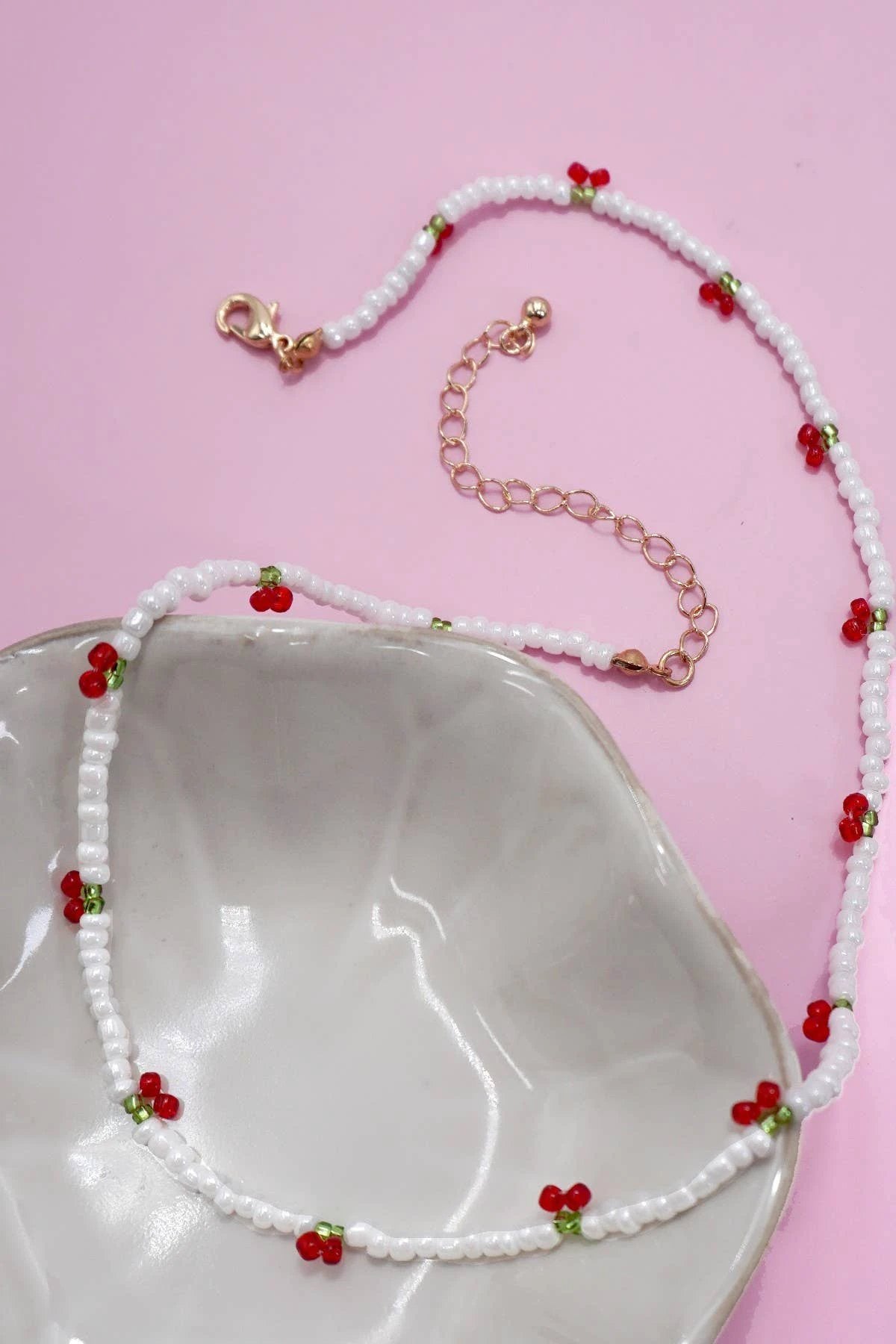 JOSSLYN by wall to wall - Pearl Beaded Cherry Necklace by JOSSLYN by wall to wall