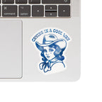 Juju and Moxie - Crying Cowgirl Retro Western High Quality Vinyl Sticker by Juju and Moxie