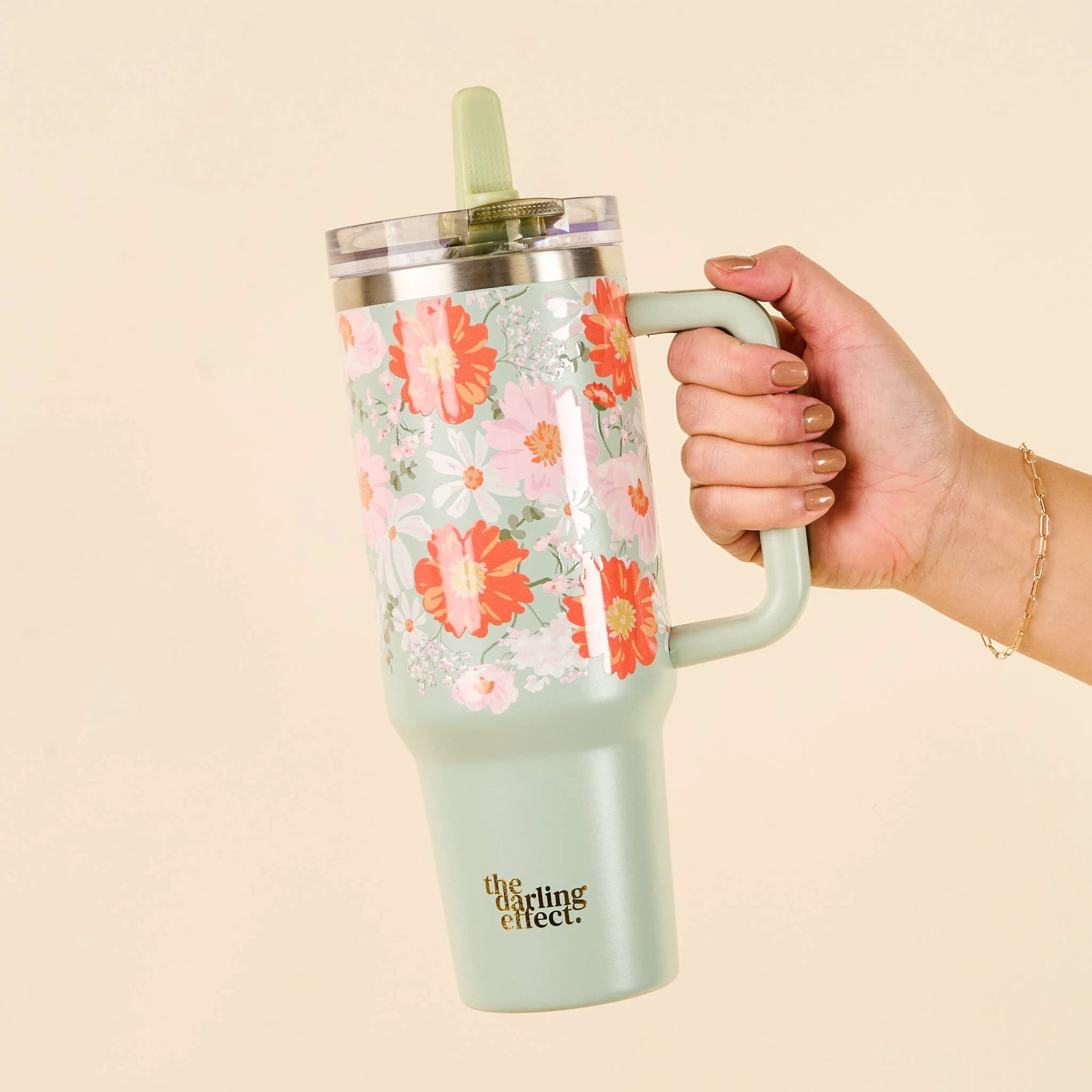 The Darling Effect - 40 oz Lifestyle Flip Straw Tumbler-Bouquet Beauty Sage by The Darling Effect