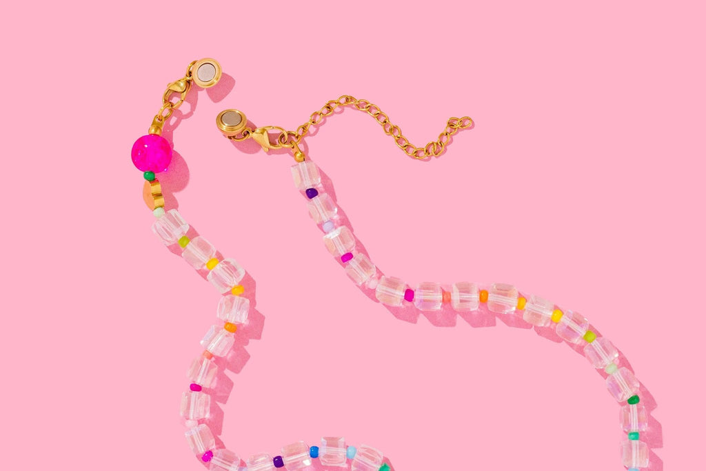 Taylor Elliott Designs - Beaded Necklace - Pink + Orange - Merideth by Taylor Elliott Designs