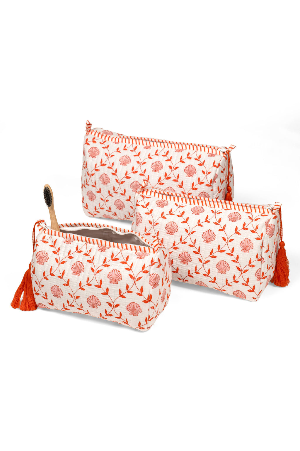 Seashell Blockprint Makeup Bag – Pink Small-Inner Child