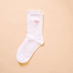 The Darling Effect - Embroidered Crew Socks-Pink Bow by The Darling Effect