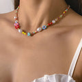 JOSSLYN by wall to wall - Multi Colored Flower Daisy Pearl Stone Necklace by JOSSLYN by wall to wall