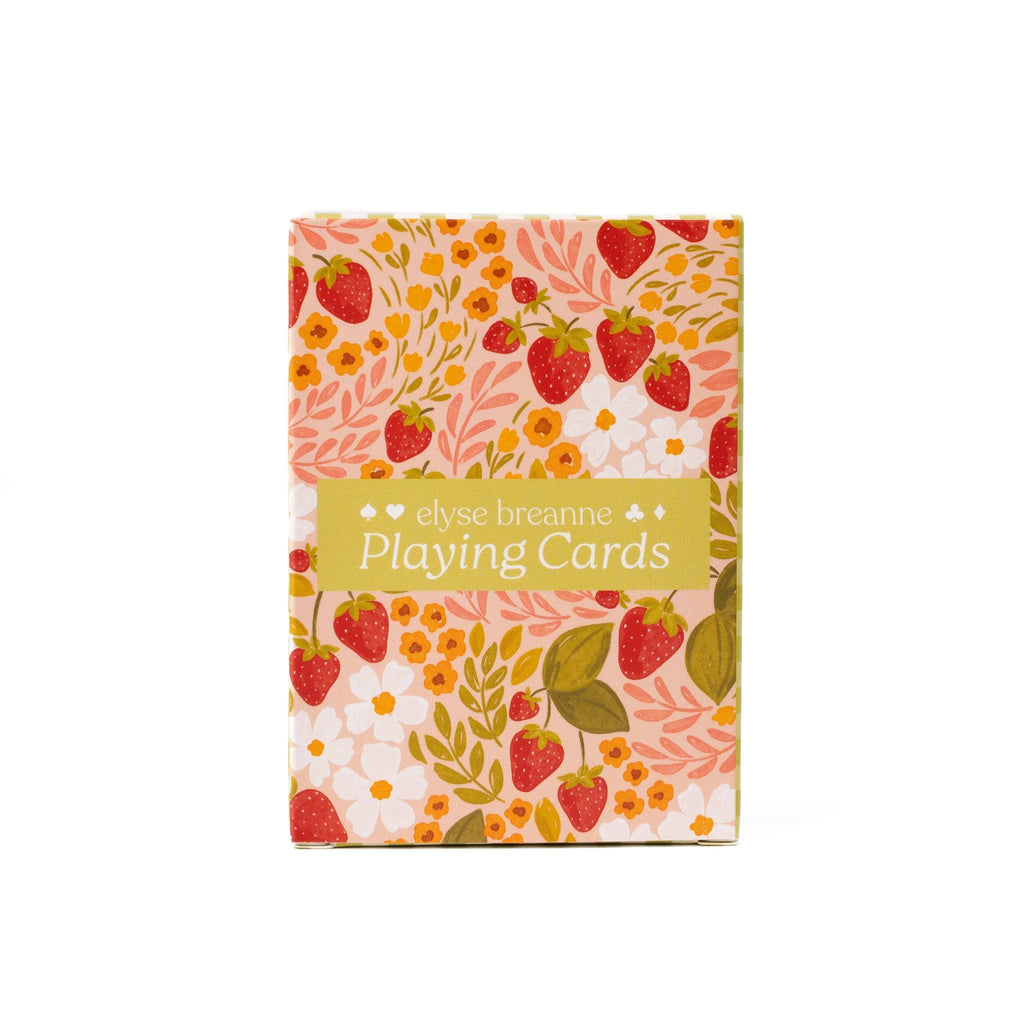Elyse Breanne Design - Strawberry Patch x Green Gingham Deck of Cards by Elyse Breanne Design