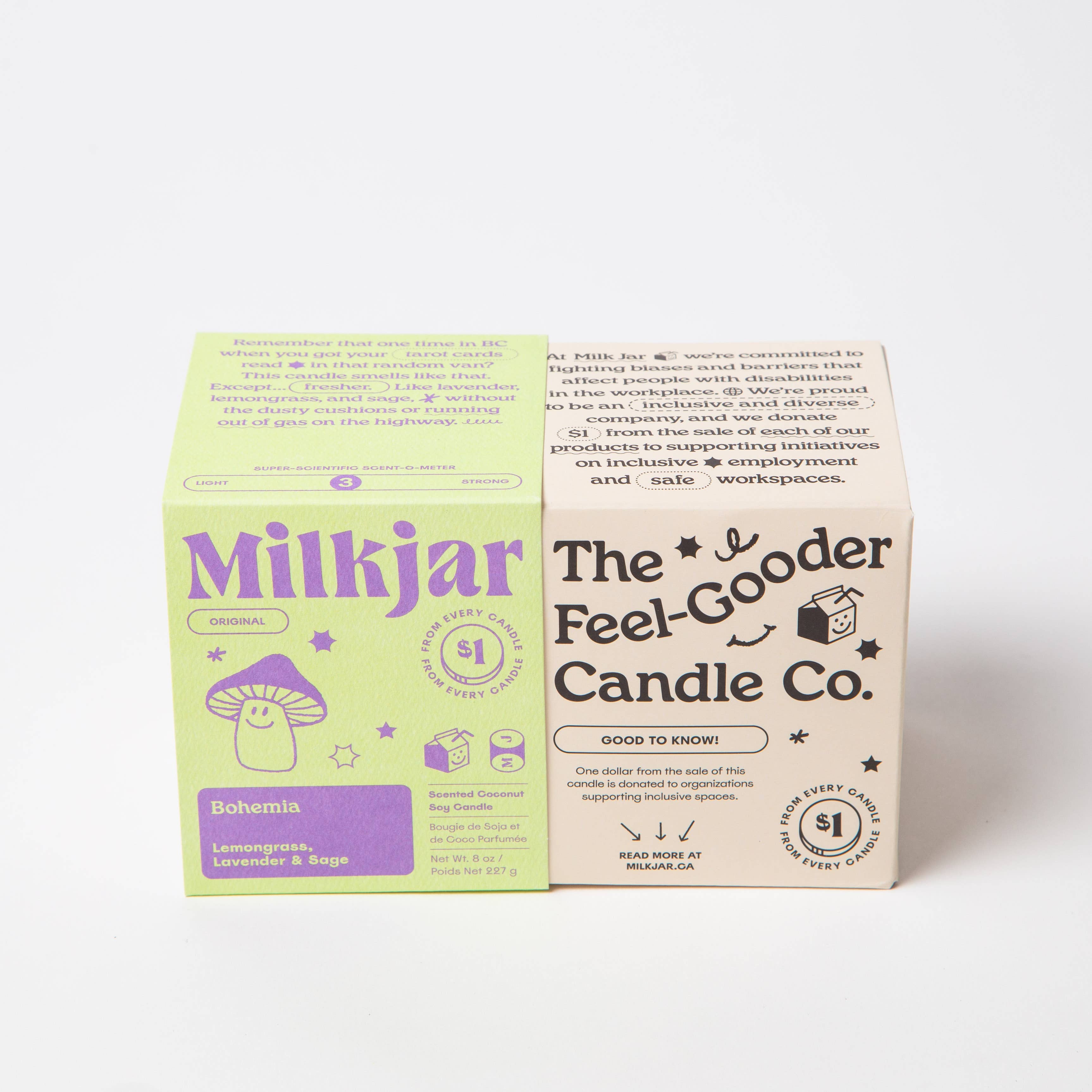 Milk Jar Candle Co. - Bohemia - Lemongrass, Lavender & Sage Coconut Soy 8oz Candle