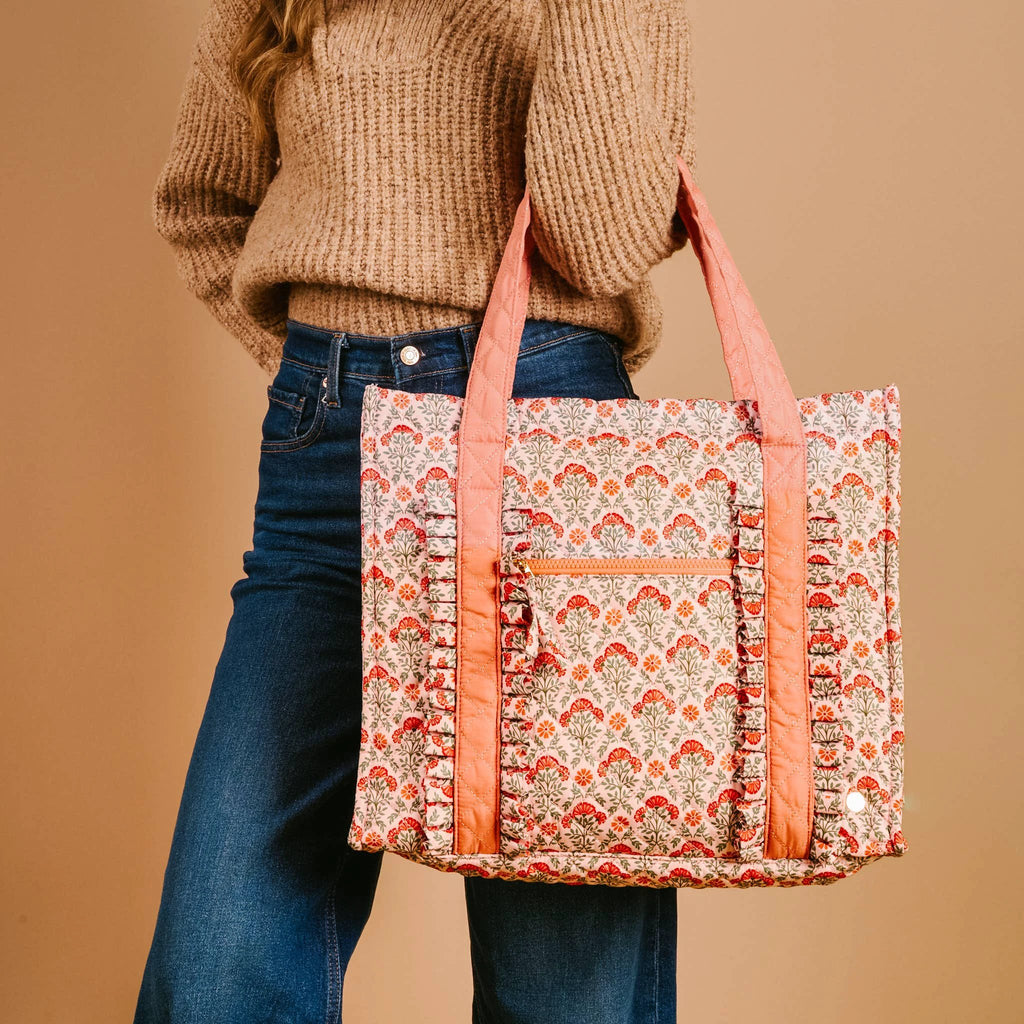 The Darling Effect - The Everyday Quilted Tote Bag-Everbloom Dusty Rose by The Darling Effect
