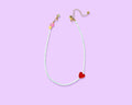 Taylor Elliott Designs - Beaded Necklace - Blue Beads w/Red Glass Heart Charm - Amore by Taylor Elliott Designs