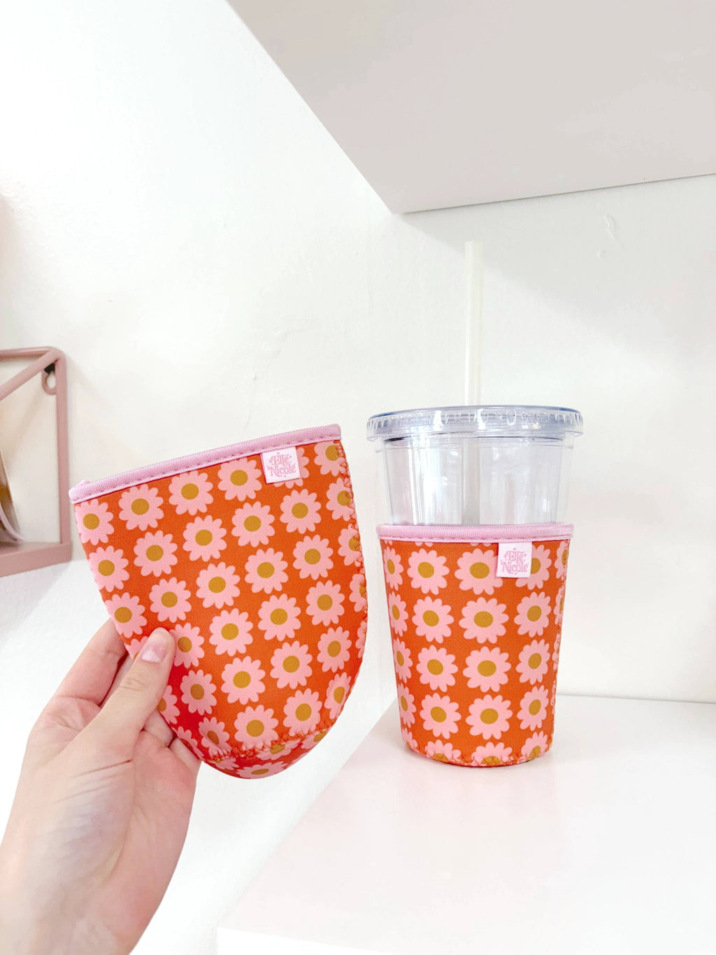 Elle Nicole - Coffee Cup Cover - Boho Florals - Iced Drink Sleeve - Large / 24oz by Elle Nicole