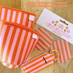 Elle Nicole - Coffee Cup Cover - Pink & Orange Stripes - Iced Drink Sleeve - Large / 24oz by Elle Nicole