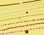 Taylor Elliott Designs - Beaded Necklace - Blue Beads w/Red Glass Heart Charm - Amore by Taylor Elliott Designs