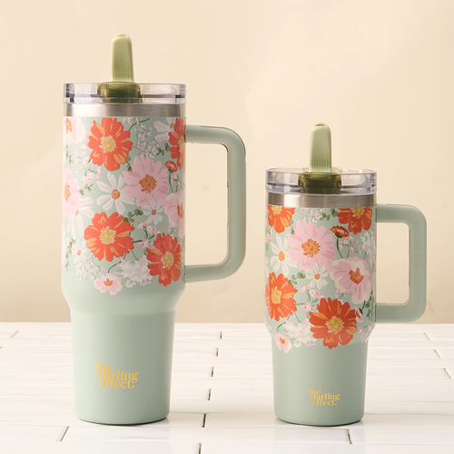 The Darling Effect - 40 oz Lifestyle Flip Straw Tumbler-Bouquet Beauty Sage by The Darling Effect
