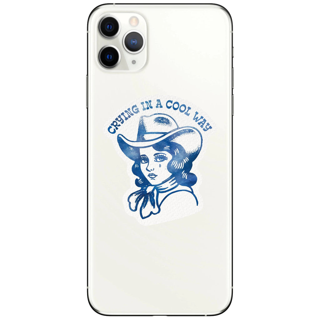 Juju and Moxie - Crying Cowgirl Retro Western High Quality Vinyl Sticker by Juju and Moxie