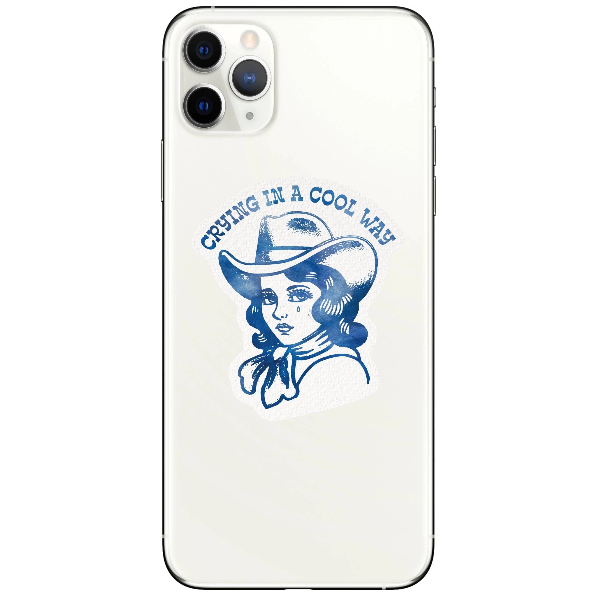 Juju and Moxie - Crying Cowgirl Retro Western High Quality Vinyl Sticker by Juju and Moxie