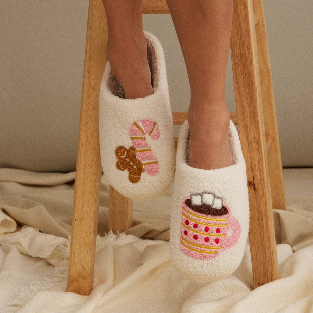 Gingerbread Man & Hot Chocolate Fuzzy Slippers by Frem