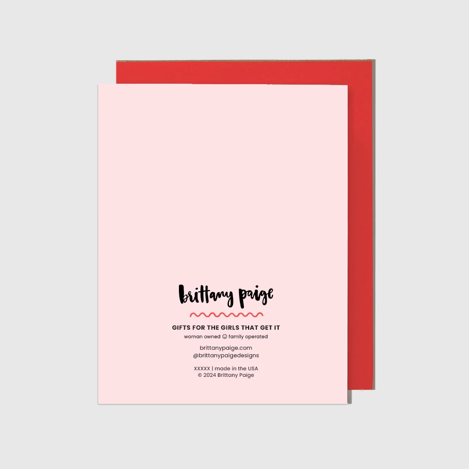 Martini Tipsy Santa Holiday Card, A2 pink card with matching envelope, blank inside.