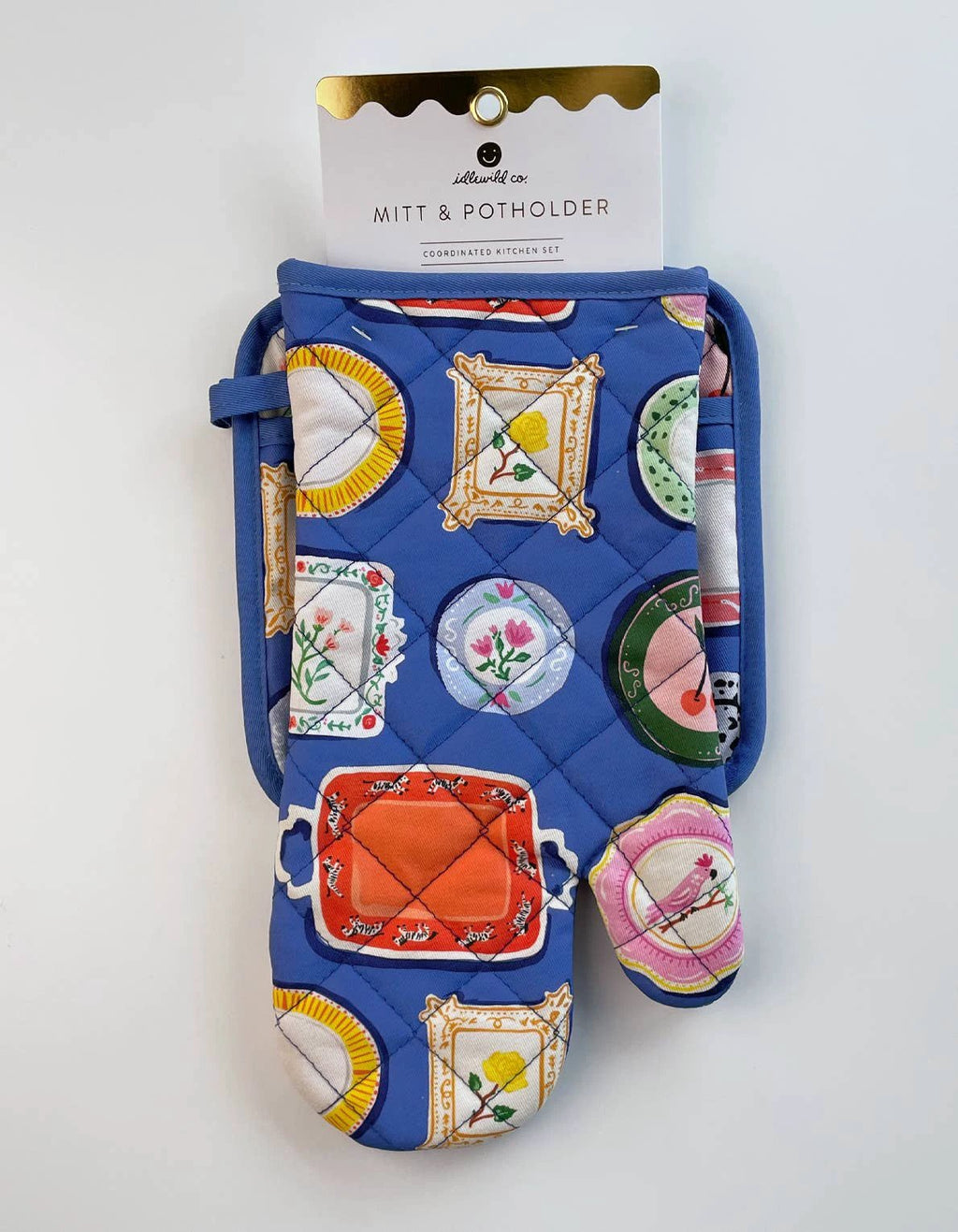 Dinner Plates Cotton Oven Mitt + Pot Holder Set by Idlewild Co.
