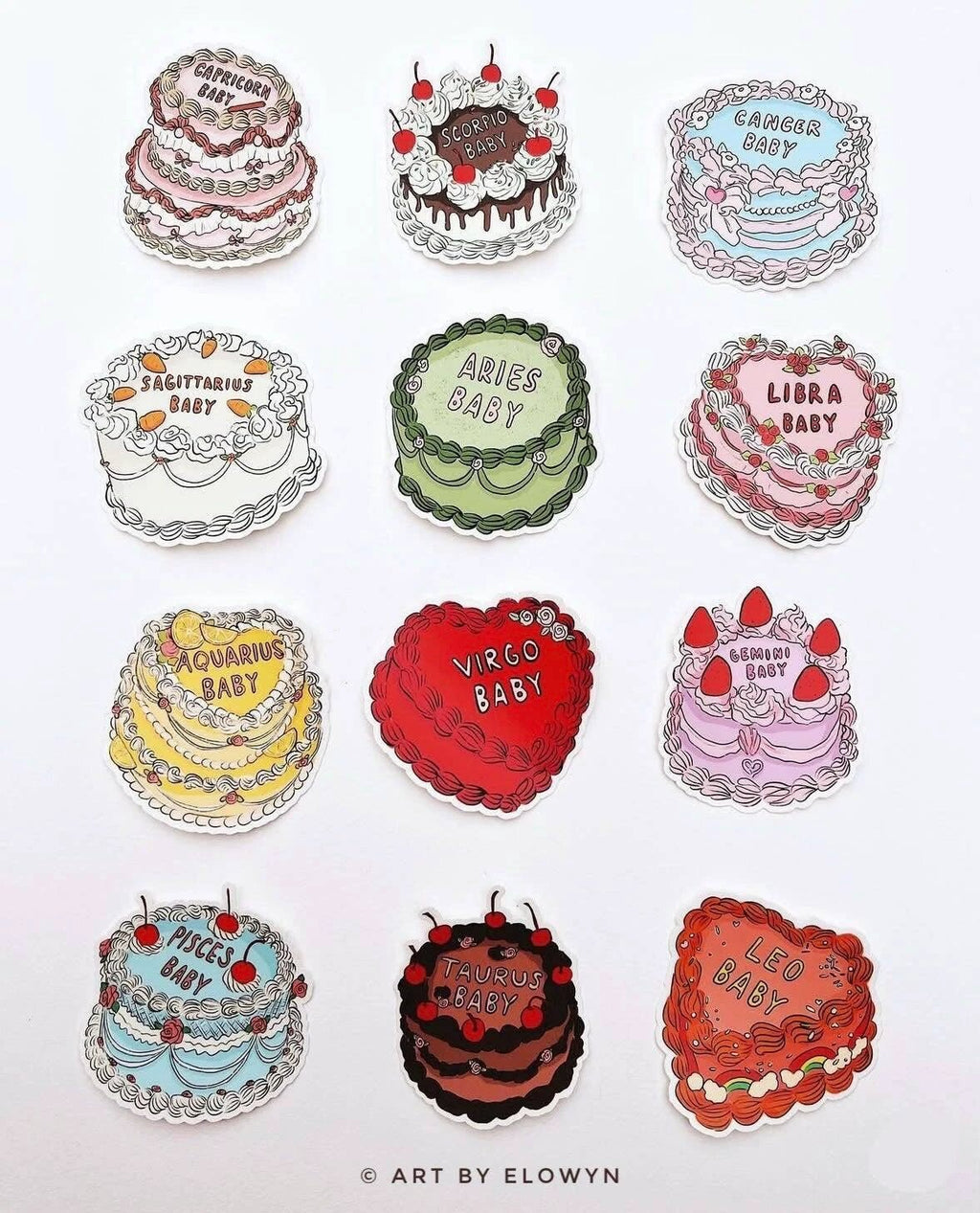 Art By Elowyn - Zodiac Cake Stickers by Art By Elowyn