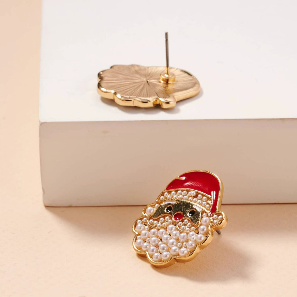 Christmas Santa Claus Pearls Stud Earrings by Frem