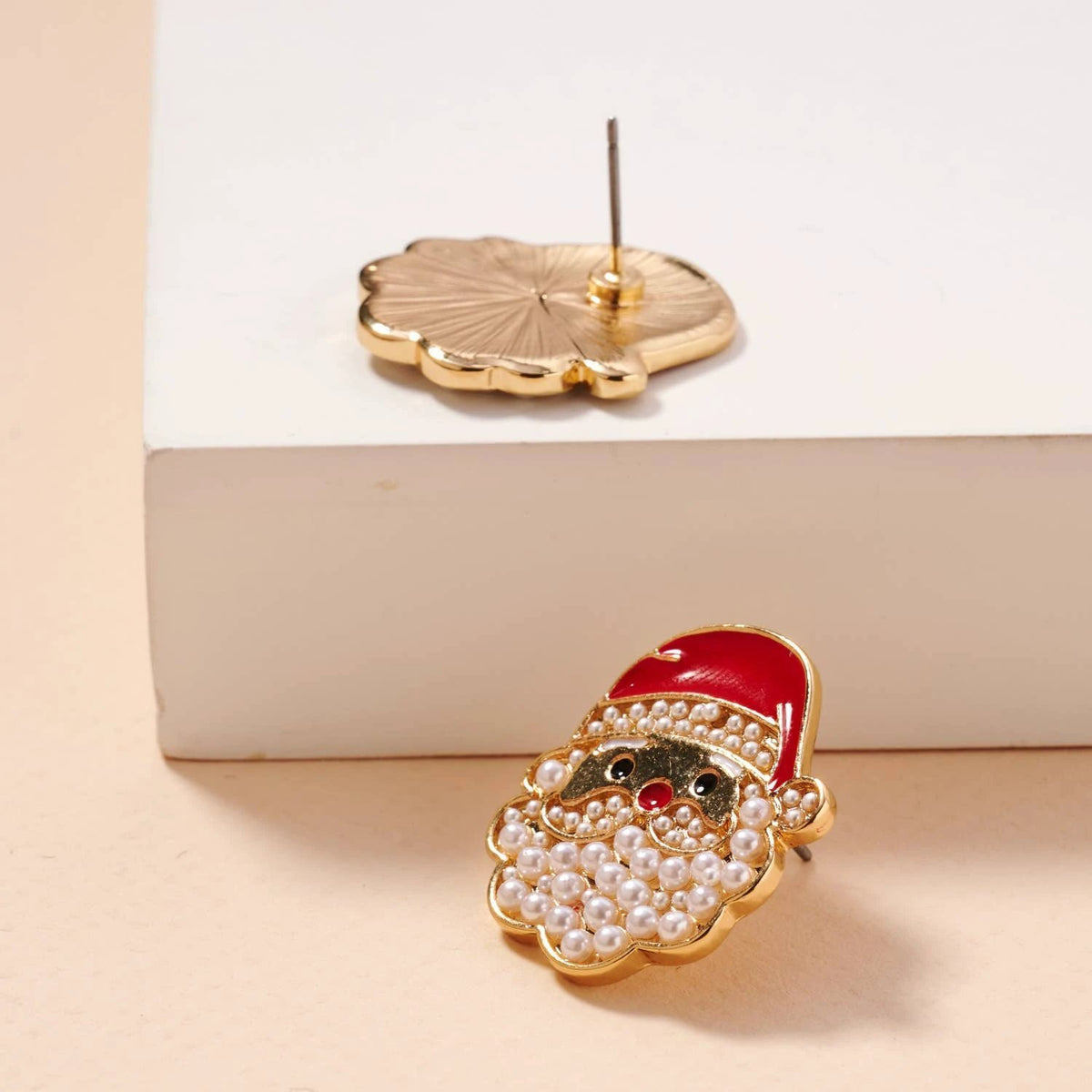 Christmas Santa Claus Pearls Stud Earrings by Frem