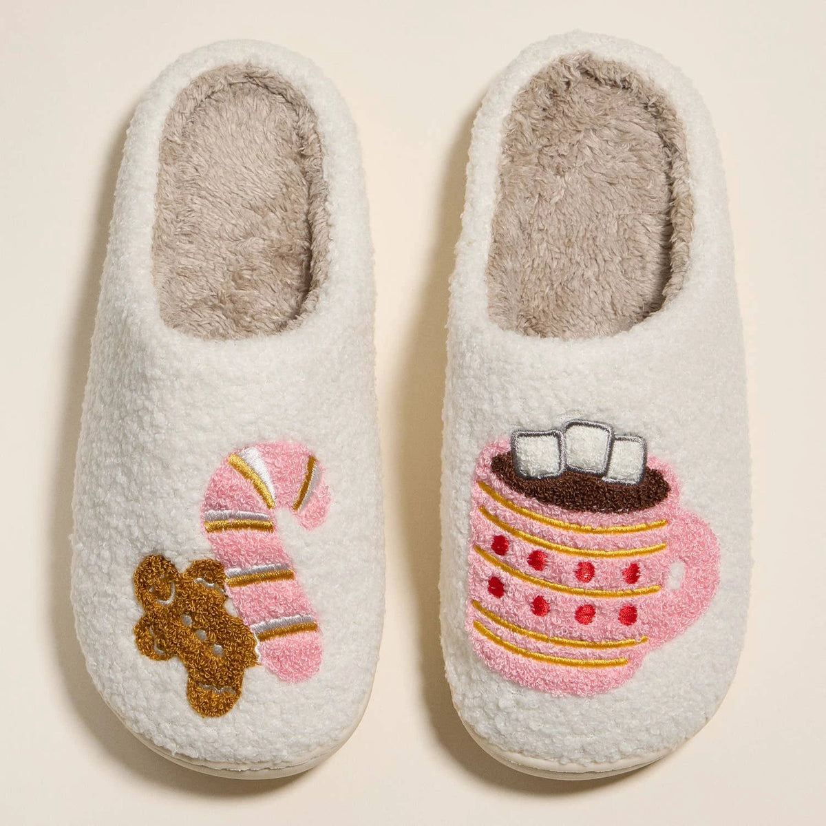 Gingerbread Man & Hot Chocolate Fuzzy Slippers by Frem