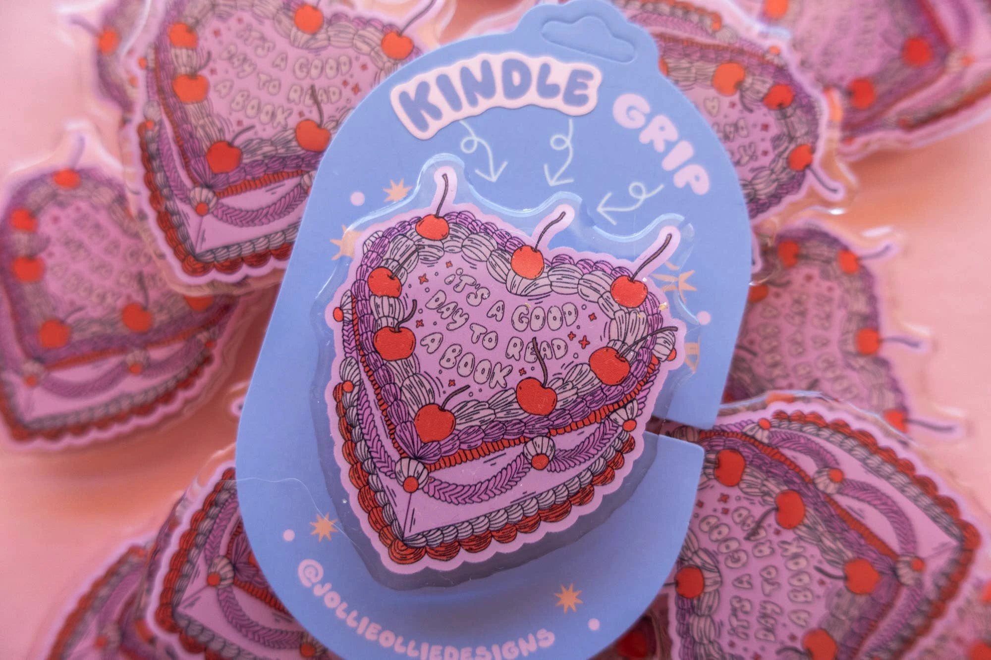 Jollie Ollie Designs - "A Good Day To Read" Kindle Grip by Jollie Ollie Designs