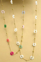 JOSSLYN by wall to wall - Multi Colored Beaded Flower Necklace by JOSSLYN by wall to wall