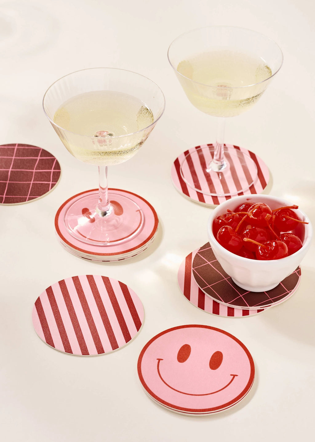 One & Only Paper - Peach and Tomato Smile Coasters - Set of Four by One & Only Paper
