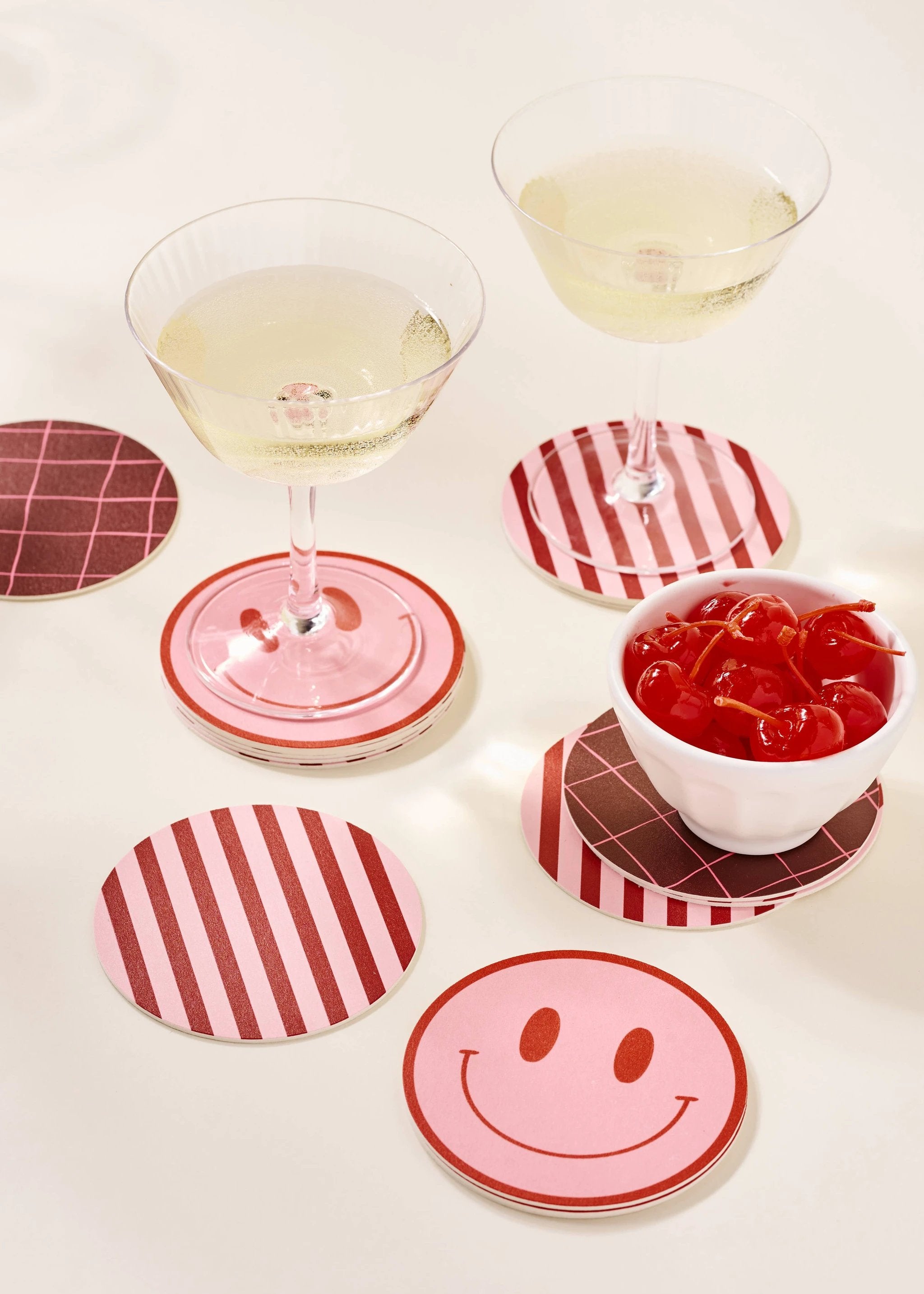 One & Only Paper - Peach and Tomato Smile Coasters - Set of Four by One & Only Paper