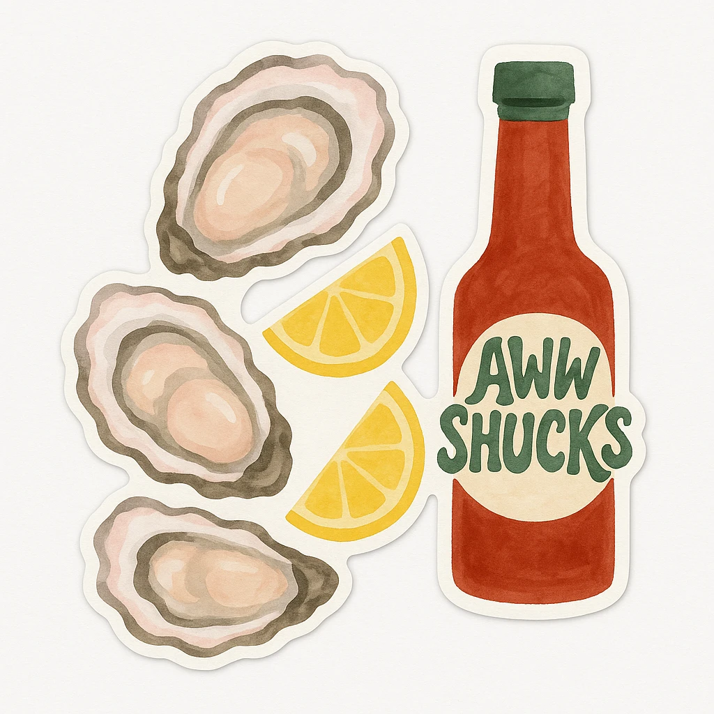 inviting affairs paperie - Aww Shucks Sticker – Quirky Oyster Design by inviting affairs paperie