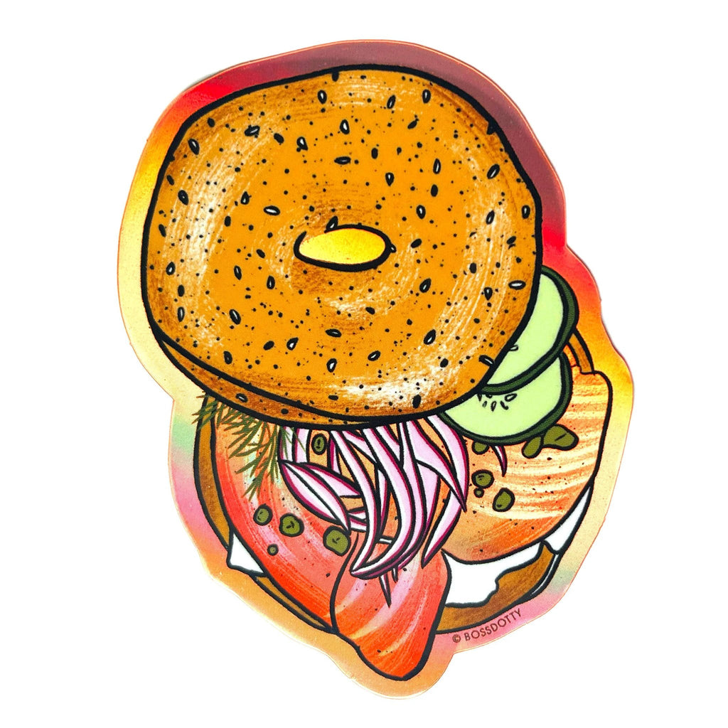 Boss Dotty Paper Co. - Everything Bagel with Holographic Lox Sticker by Boss Dotty Paper Co.
