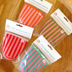 Elle Nicole - Coffee Cup Cover - Pink & Orange Stripes - Iced Drink Sleeve - Large / 24oz by Elle Nicole