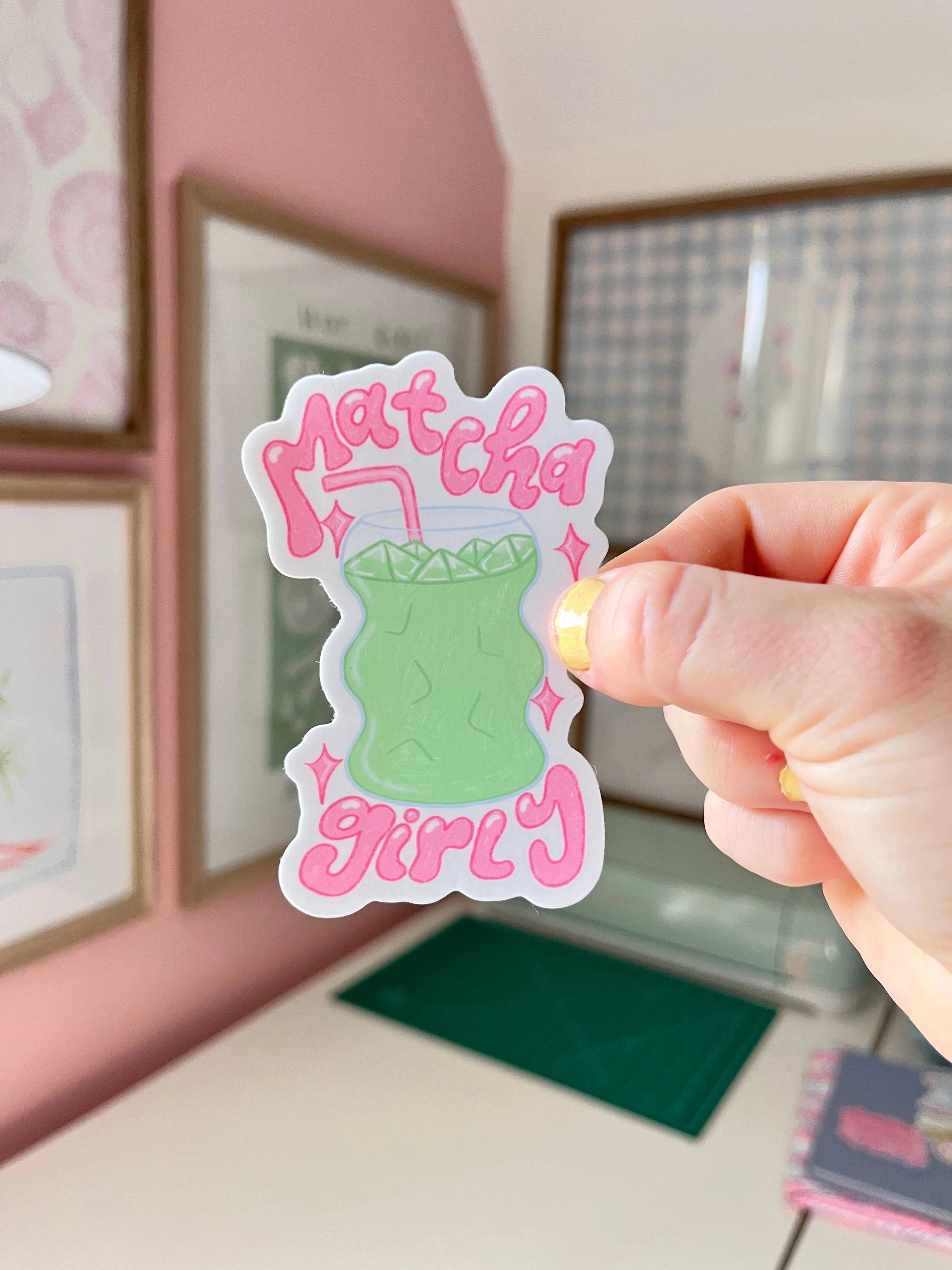 Hanstan Studio - Matcha Girly Vinyl Sticker by Hanstan Studio