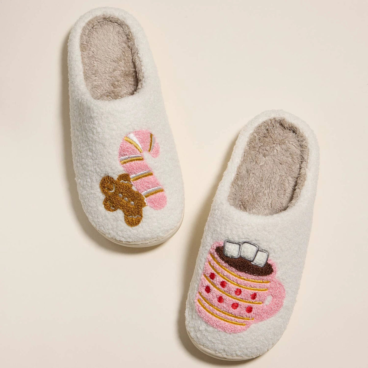 Gingerbread Man & Hot Chocolate Fuzzy Slippers by Frem
