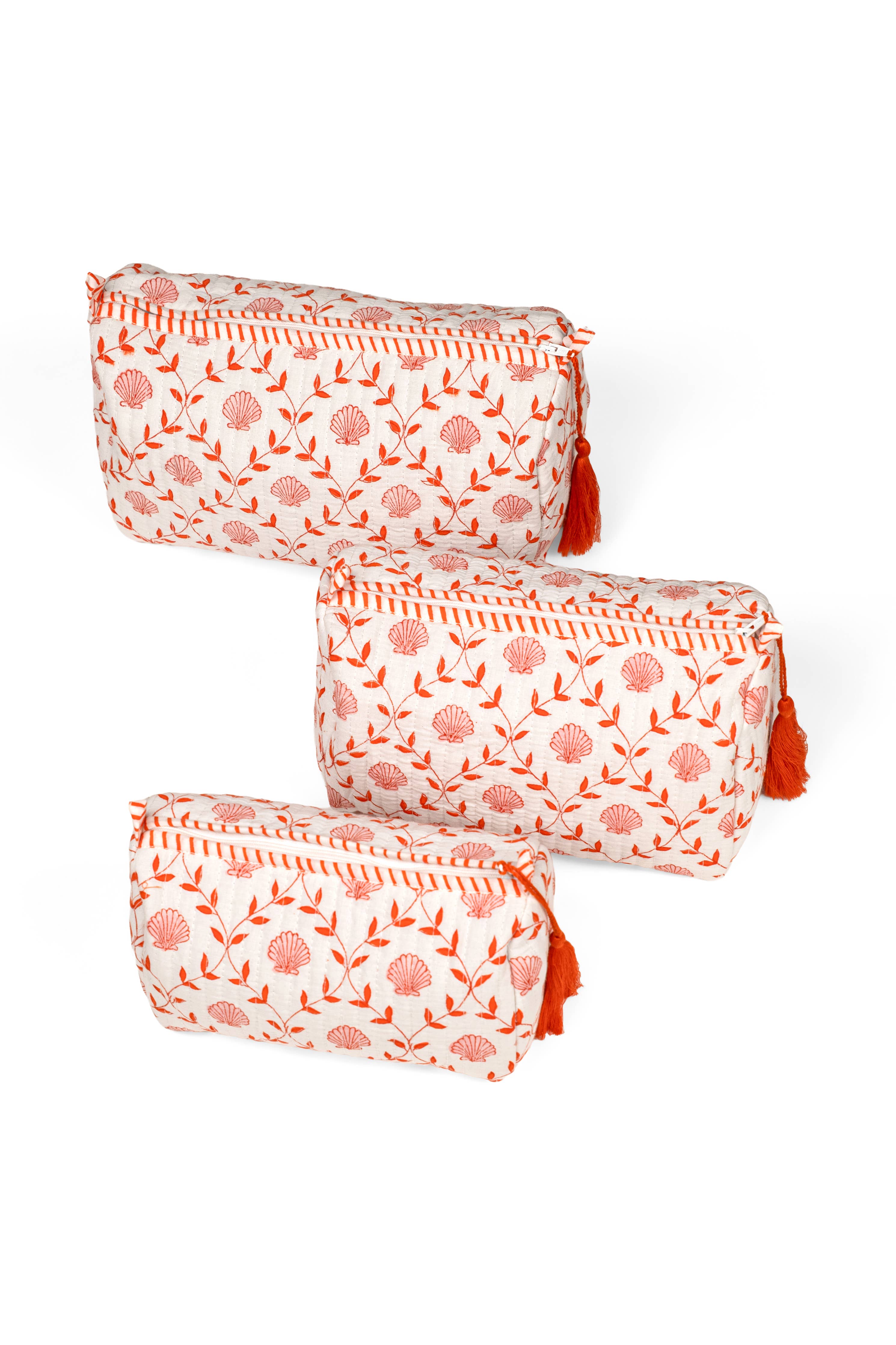 Seashell Blockprint Makeup Bag – Pink Small-Inner Child