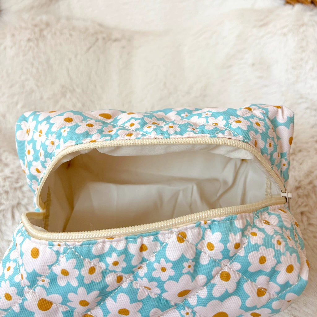 Elle Nicole - Quilted Cosmetic / Pencil Bag - Blue Daisy by Elle Nicole