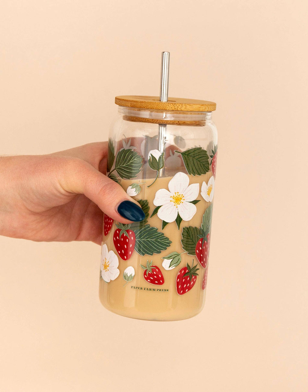 Paper Farm Press - Strawberry Patch Glass Can by Paper Farm Press