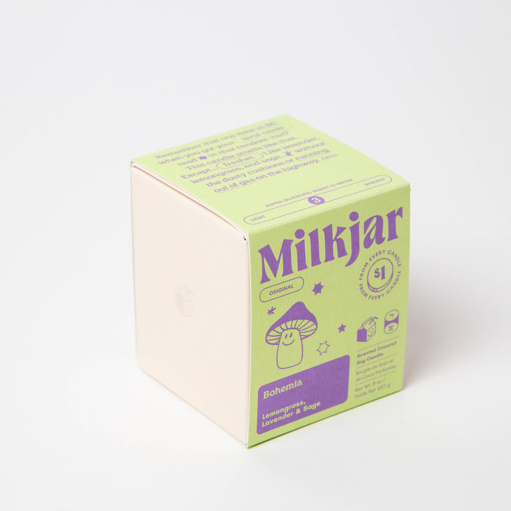 Milk Jar Candle Co. - Bohemia - Lemongrass, Lavender & Sage Coconut Soy 8oz Candle