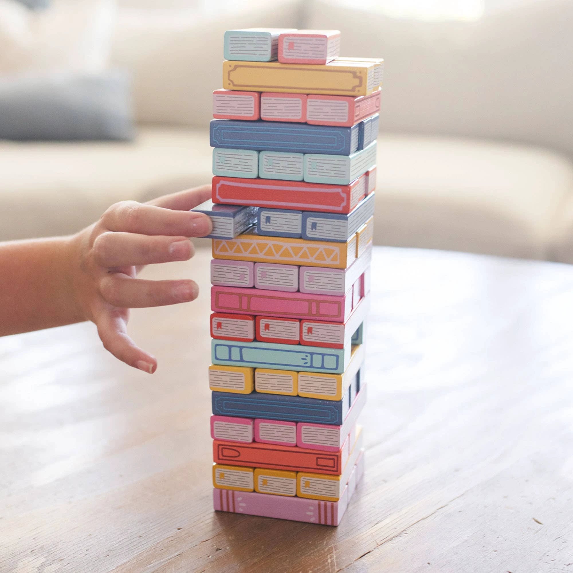 Pippi Post - Tumbling Book Stack - Wooden Block Stacking & Balance Game by Pippi Post
