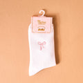 The Darling Effect - Embroidered Crew Socks-Pink Bow by The Darling Effect