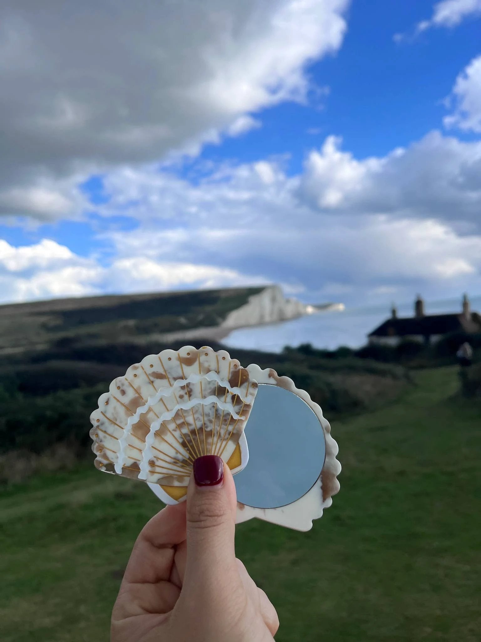 Solar Eclipse - Hand-painted Seashell Compact Mirror | Eco-Friendly by Solar Eclipse