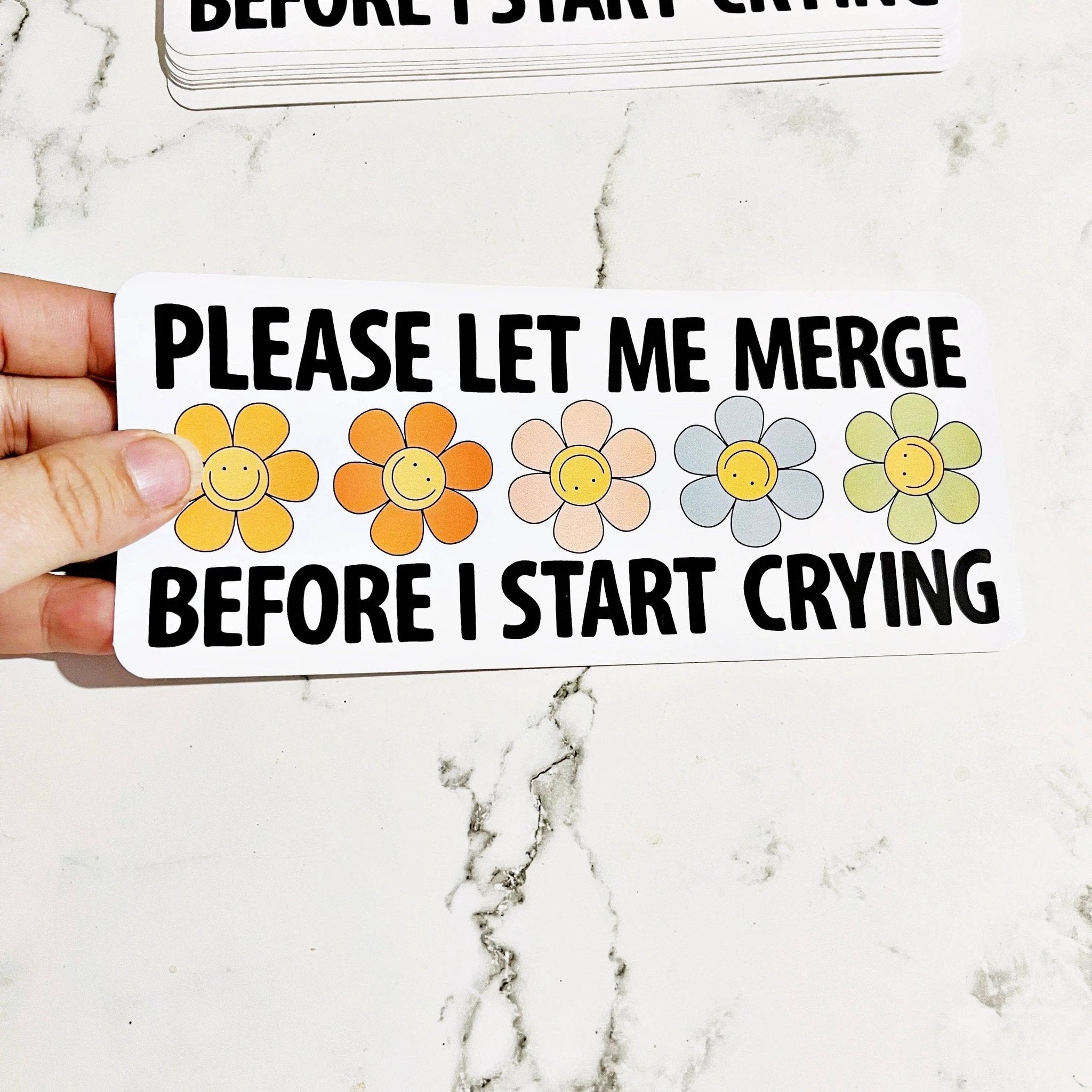 Sonny Rising - Vinyl Car Decal Please Let Me Merge Before I Start Crying by Sonny Rising