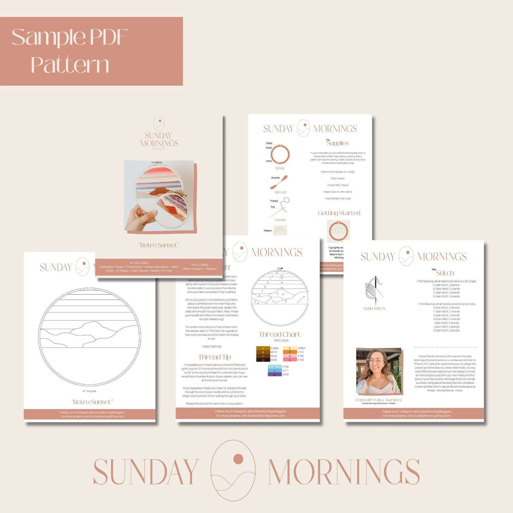 Sunday Mornings Shop LLC - Beginner Embroidery Kit | Rolling Hills Sunset by Sunday Mornings Shop LLC