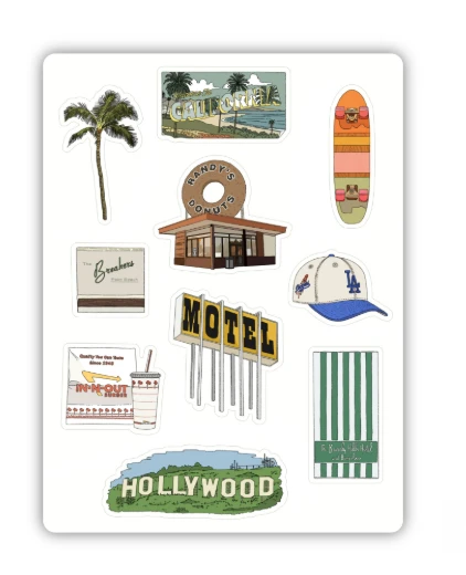 inviting affairs paperie - California Sticker Sheet – Iconic LA Landmarks & West Coast Journal Stickers by inviting affairs paperie