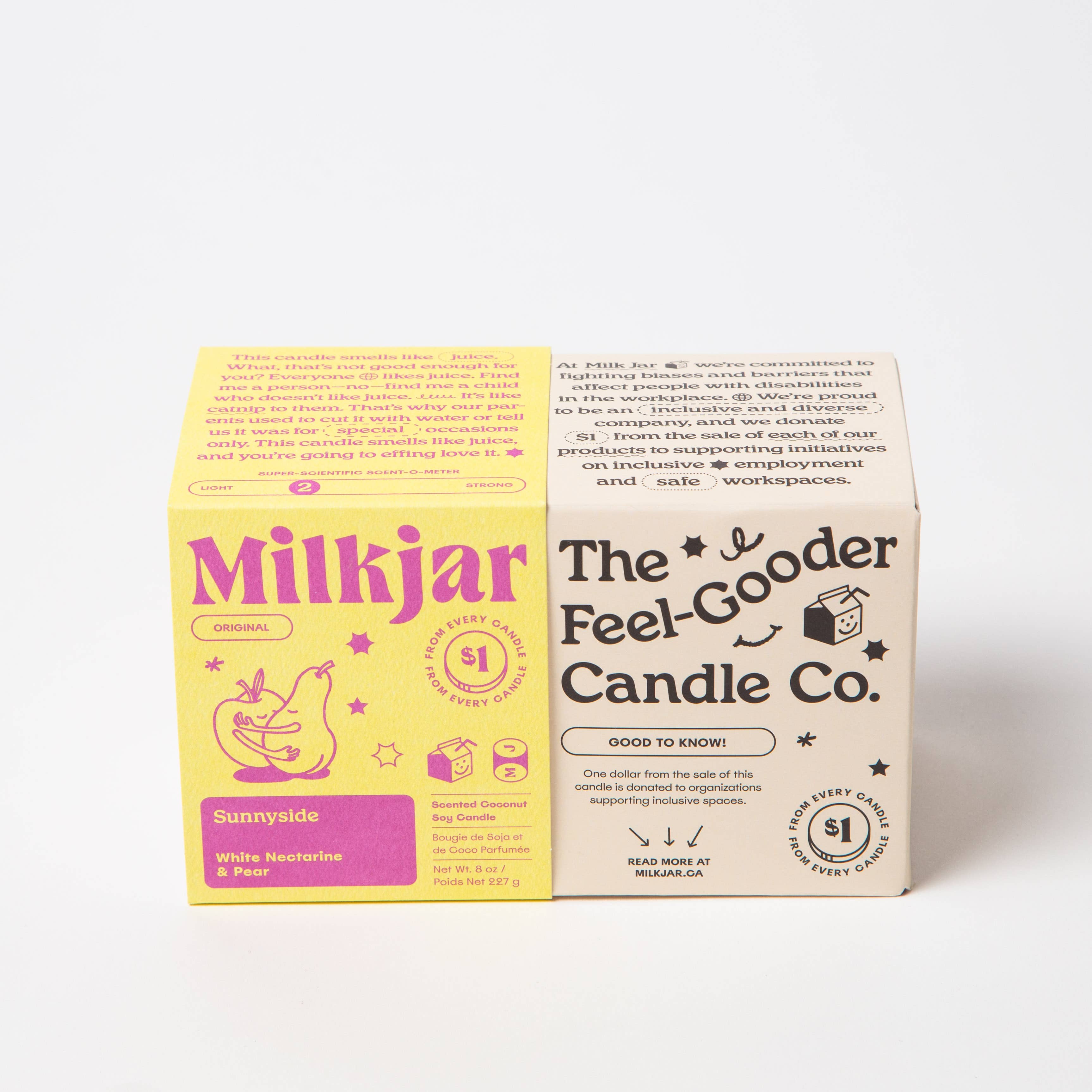 Milk Jar Candle Co. - Sunnyside - Pear & Nectarine Coconut Soy 8 oz Candle