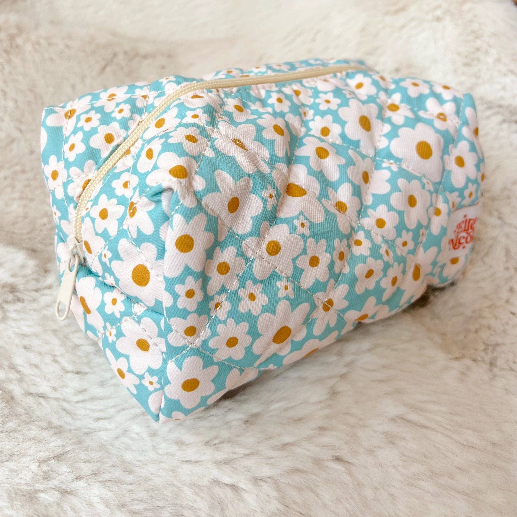 Elle Nicole - Quilted Cosmetic / Pencil Bag - Blue Daisy by Elle Nicole